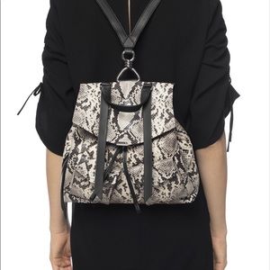 All Saints Silver snake print backpack